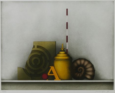 Friedrich Meckseper1936 Bremen - 2019 Berlin - Stilleben - Farbradierung/Papier. 89/100. 39,2 x 49 cm, 42 x 52 cm (Passeparto