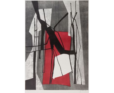 Fritz Winter1905 Altenbögge - 1976 Herrsching - O. T. (Komposition in Rot, Schwarz und Grau) - Farblithografie/Papier. 66/150