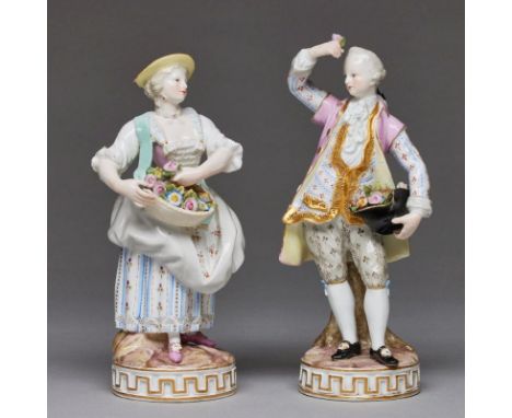 Herr mit BlumenhutKönigliche und Staatliche Porzellan Manufaktur, Meissen 1850-1924. Porzellan, weiß, glasiert. Polychrom und