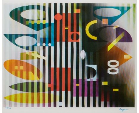 Yaacov Agam1928 Rischon LeZion Agamograph, Farbserigrafie. 48/99. 32,3 x 37,9 cm (Sichtmaß). Sign. r. u.: Agam. Designerrahme
