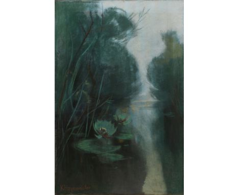 Karl Hagemeister1848 Werder/Havel - 1933 Werder/Havel - "Märkisches Seeufer mit Seerosen" - Pastell/Lwd. 91 x 60 cm. Sign. l.