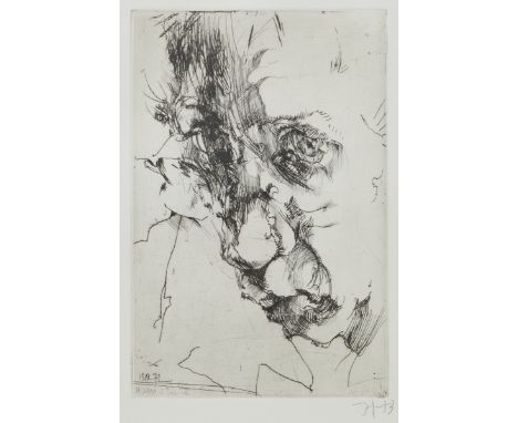 Horst JanssenHamburg 1929 - 1995 - "Hanno's Tod II. Selbst" - Radierung/Papier. 22,3 x 14,8 cm, 25 x 17,3 cm (Passepartoutaus