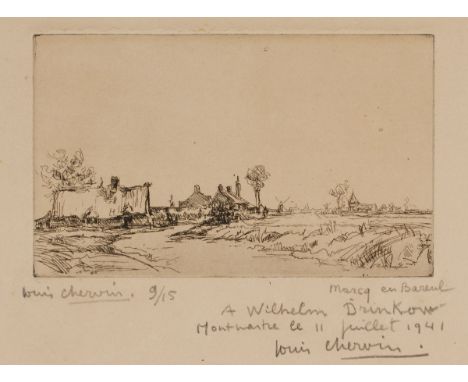 Louis Chervin1905 Paris - 1969 - "Marcq en Bareul" - Radierung/Papier. 9/15. 9 x 15 cm, 25 x 32,7 cm. Sign. r. u.: Louis Cher