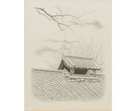Tanaka Ryohei1933 Takatsuki - 2019 - "Winter Morning" - Radierung/Papier. 6/10. 29,8 x 24 cm, 31,5 x 25 cm (Passepartoutaussc