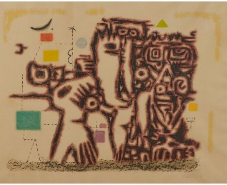 Willi Baumeister1889 Stuttgart - 1955 Stuttgart - "Zwei Weltalter" - Farblithographie/ Papier. 8/29. 38,6 x 51,5 cm, 48 x 60,