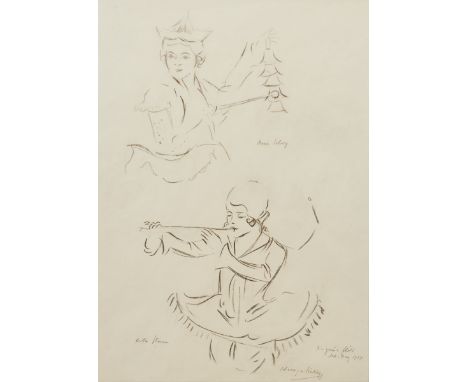 Fritz Schwarz-Waldegg1889 Wien - 1942 Maly Trostinec - "Figurenstudien. Salzburg" - Kohlenstift/Papier. 56 x 40 cm (Passepart