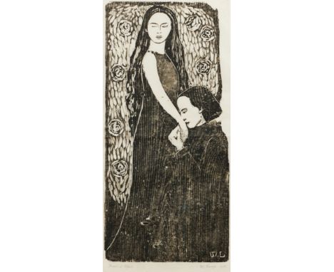 Wilhelm Laage1868 Stellingen - 1930 Ulm - "Mann und Weib" (1914) - Holzschnitt/Japan. 71 x 33,7 cm, 88 x 62 cm. Sign. und dat