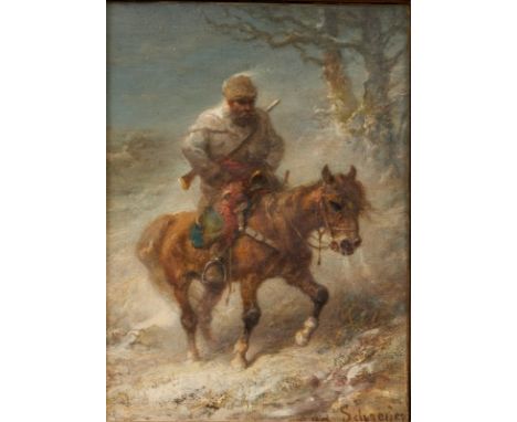 Christian Adolf Schreyer1828 Frankfurt/Main - 1899 Kronberg im Taunus - Walachisischer Reiter im Winter (Walachian Rider in t