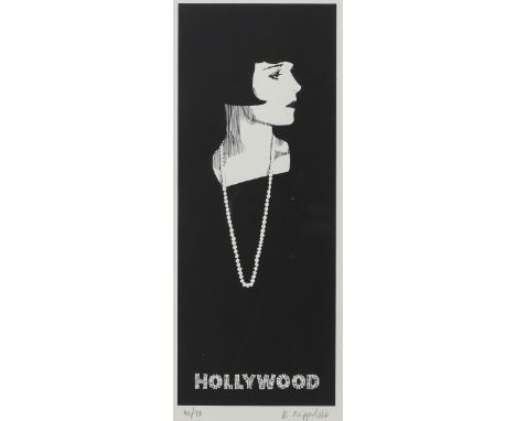 Robert Nippoldt1977 Kranenburg - "Hollywood" - Serigrafie/Papier. 40/48. 30 x 11,8 cm, 32 x 13,3 cm (Passepartoutausschnitt).