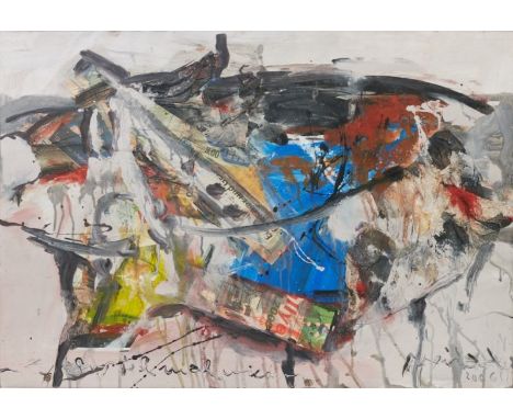 Hannes Meinhard1937 Dahlbruch - 2016 Barsinghausen - "Spiel mal wieder" - Collage und Mischtechnik/Papier. 68,5 x 98,5 cm. Si