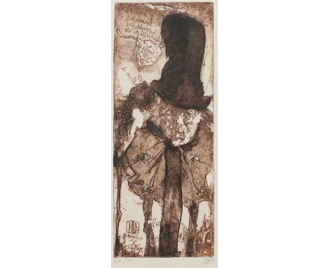 Horst JanssenHamburg 1929 - 1995 - "Selbst zu Angeber X" - Radierung/Papier. 64/90. 29,8 x 11,9 cm, 33 x 14,5 cm (Passepartou