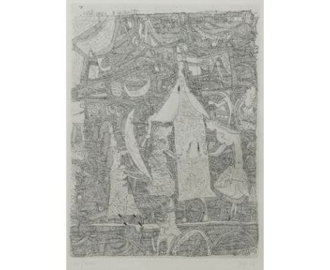 Horst Janssen1929 Hamburg - 1995 Hamburg - "Glück's genug" - (1962) Radierung/Papier. 91/200. 39,5 x 29,8 cm, 43 x 32 cm (Pas