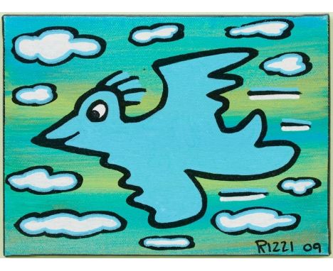 James Rizzi1950 New York - 2011 New York - "Rizzi Bird" - Acryl/Lwd. 15 x 20,5 cm. Sign. und dat. r. u.: RIZZI (20)09. Rückse