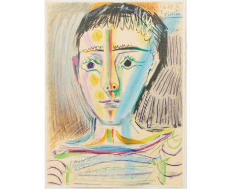 Pablo Picasso1881 Malaga - 1973 Mougins nach - "Homme en Marinière" - Farblithografie/Papier. 37,5 x 28 cm (Blattmaß). Im Dru