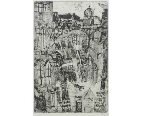 Horst Janssen1929 Hamburg - 1995 Hamburg - "Revolution" - (1958) Radierung/Papier. 59,5 x 39,3 cm, 62,5 x 42 cm (Passepartout