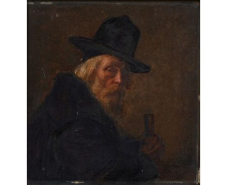 Simeon Buchbinder1853 Radzyn - 1908 München - "Portrait eines alten Mannes" - Öl/Holz. 15,4 x 14,1 cm. Sign. l. o.: S. Buchbi