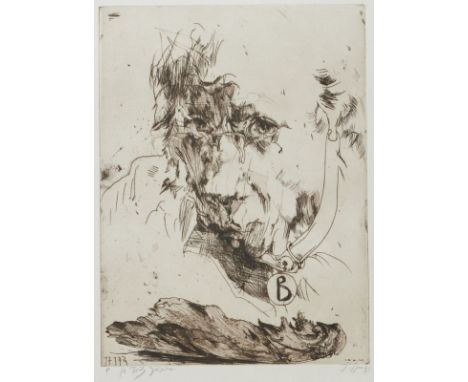 Horst JanssenHamburg 1929 - 1995 - Selbstportrait "B" - Radierung/Papier. Probedruck. 29,8 x 22 cm, 34,4 x 25,7 cm(Passeparto