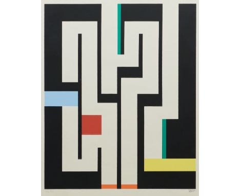 Walter Dexel1890 München - 1973 Braunschweig - "Weisse Zeichen" - Farbserigrafie/Papier. 69/150. 51,7 x 42,4 cm, 69,7 x 59,6 