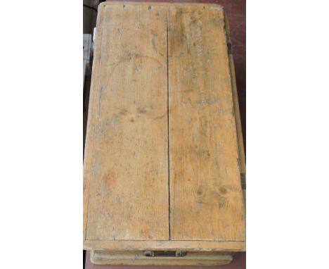 A small Victorian pine two handled trunk, W. 74cm