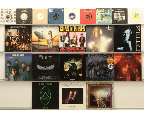 A collection of Rock LPs, 12" &amp; 7" Singles to include artists; Bon Jovi, Guns N' Roses, Steve Hillage, The Rolling Stones