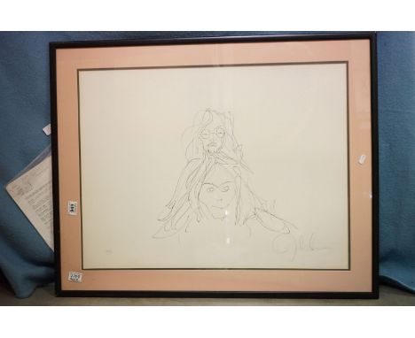 Memorabilia &amp; Autograph - A John Lennon Bag One John And Yoko lithograph signed to bottom right and numbered 207/300.  Fr