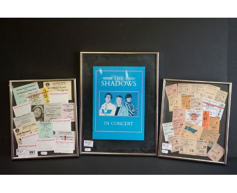 Memorabilia - Collection of tickets in two framed and glazed displays to include Jethro Tull (1978), Gordon Giltrap, Donovan,
