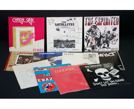 Vinyl - Punk - 12 original UK, 2nd Generation Punk 7” singles, to include: The Exploited (1980, The Exploited Record Co. EXP 