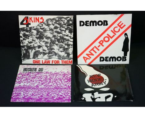 Vinyl - Punk - 4 Rare UK 7” singles to include: Demob - Anti Police (1981, UK Pocket Sleeve, Round Ear Records, ROUND ONE) EX