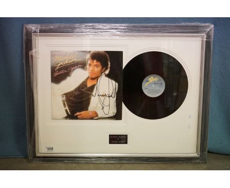 Memorabilia / Autograph - Michael Jackson framed and glazed display containing a signed sleeve of Billie Jean 12" single.  Fr