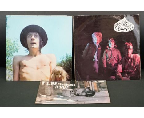 Vinyl &amp; Autographs - Three vinyl records to include Peter Green's Fleetwood Mac Self Titled (Blue Horizon 7-63200) sleeve
