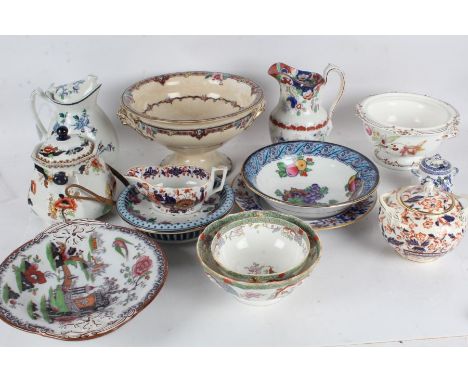 Collection of Victorian style ceramics, to include a Woods 'Mayfair' pot, Wedgwood 'Pearl' pedestal bowl, Losol Ware, Spode I