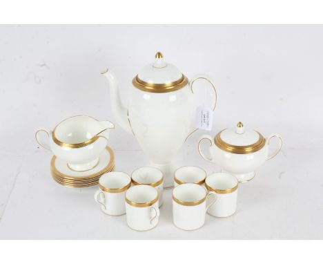 Wedgwood Senator coffee set, comprising pot, sugar bowl, cream jug and six each cups and saucers