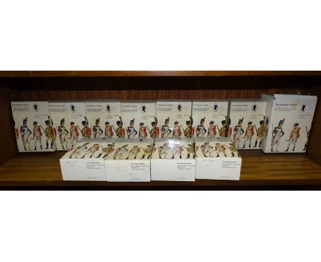 A collection of twelve boxed Chas C Stadden hand-painted military figurines, including 'Master of The Band Royal Marines 1830