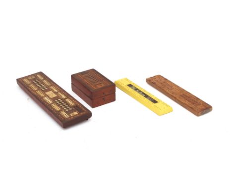 Four vintage cribbage boards