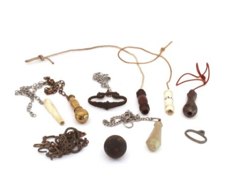 Ten various vintage pull cords