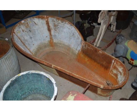 A vintage galvanised bath