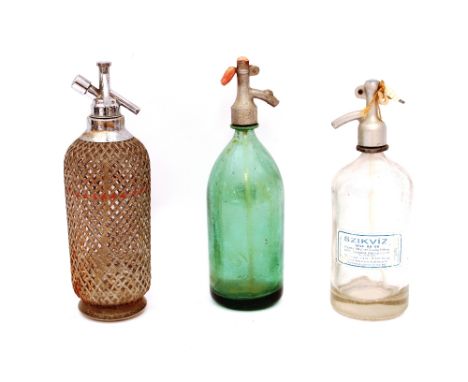 Three vintage soda syphons