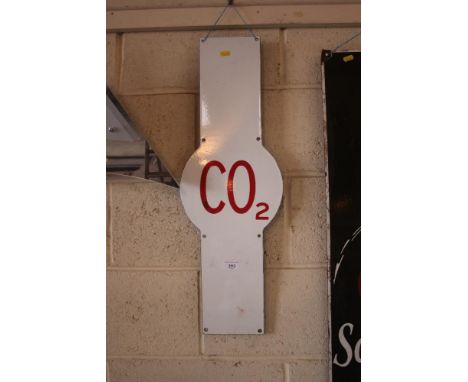 An enamel "CO2" laboratory sign, 29½ins x 9½ins in extremes