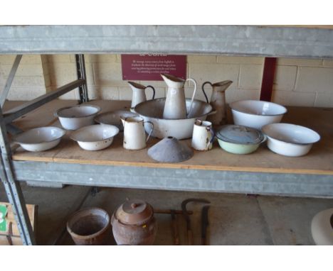 A large quantity of various enamel ware