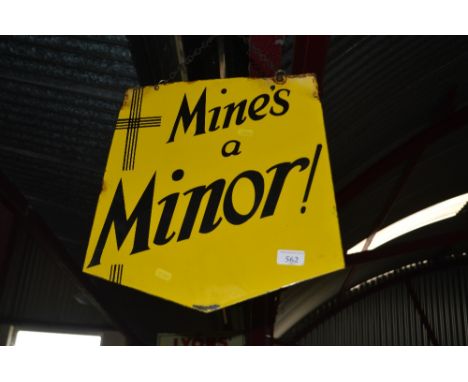 An enamel shield shape double advertising sign, "Mine's a Minor" and "Quality De Reszke Of Course!"