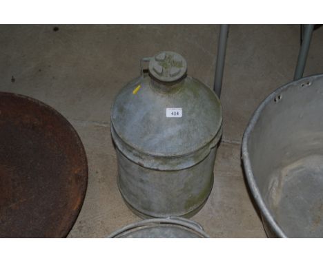 A vintage galvanised can with screw top