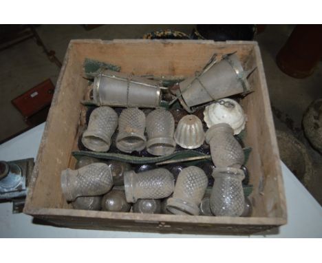 A quantity of various vintage glass tea lights and other light shades
