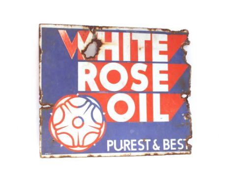 A "White Rose Oil" double sided enamel advertising sign, 17ins x 21ins&nbsp; AF