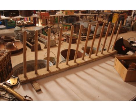 A vintage pine boot rack