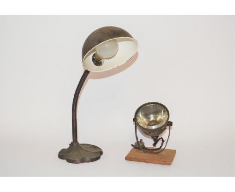 An Art Deco Angle Poise table lamp, and a small spot lamp