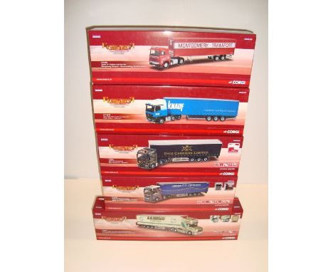 Five Corgi Limited Edition die-cast Hauliers of Renown, scale 1:50, for Montgomery Transport; Knauf; Dyce Carriers Ltd; James