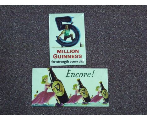 Two Guinness show cards, one depicting women playing the Guinness harp "Encore!", printed by Sanders, Phillips & Co; together