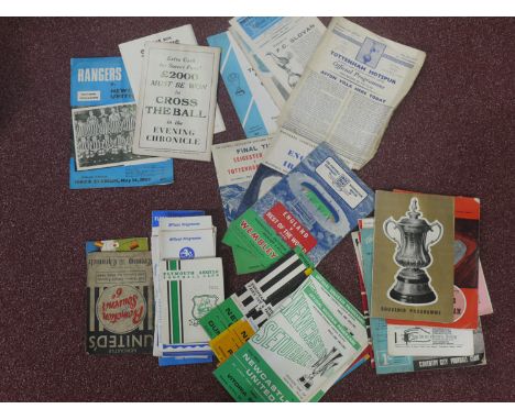 A collection of football programmes, including approximately ten Newcastle United Fairs Cup Programmes; FA Cup Final Tie, Lei