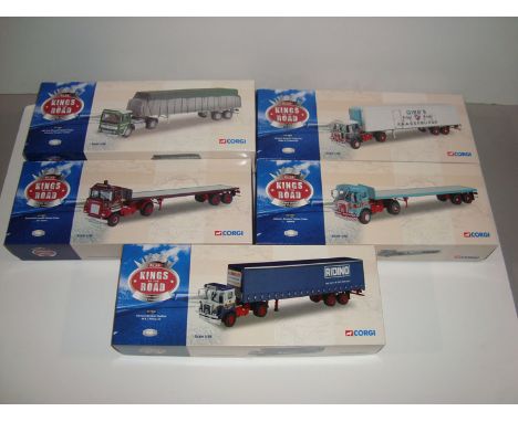 Five Corgi Kings of the Road articulated wagons, to include: Atkinson Border Trawliner for W. & J. Riding Ltd; Scammel Crusad