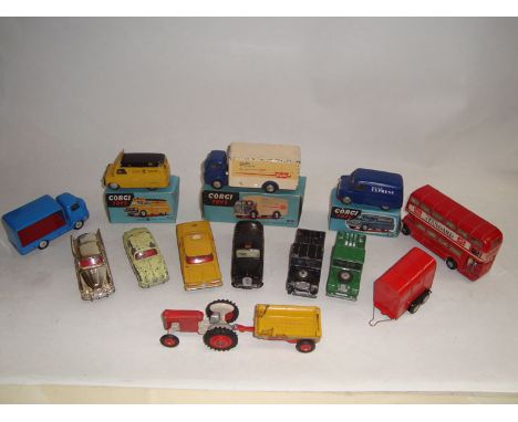 Corgi Toys die-cast model vehicles, to include: a Commer "Walls" refrigerator van, 453, boxed; a Bedford "AA" road service va